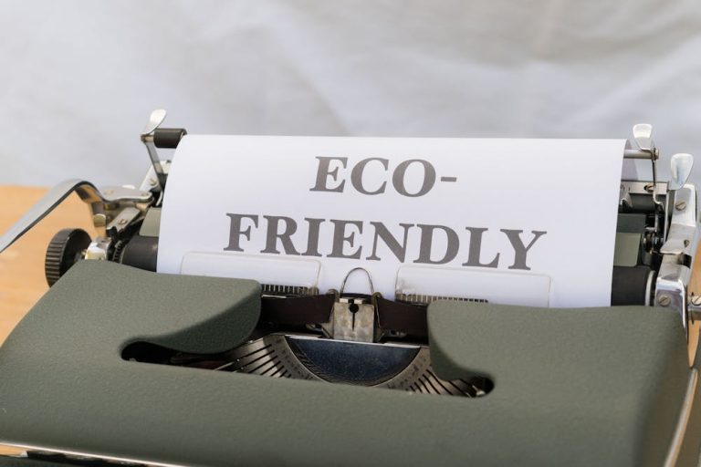 eco-friendly written on a typewriter